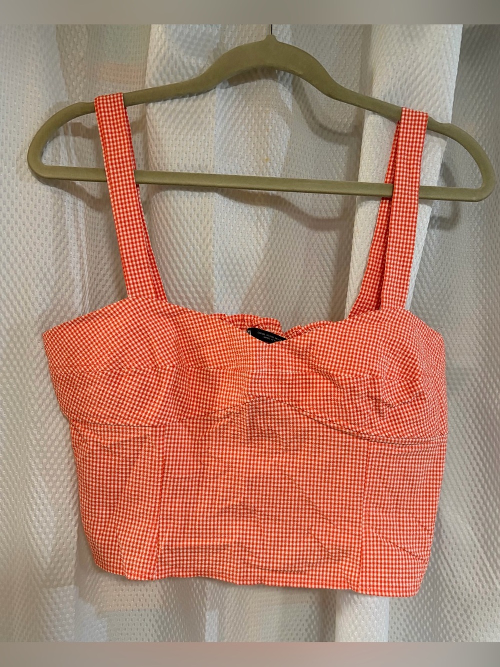 Zara Gingham Crop Tank Top in Coral